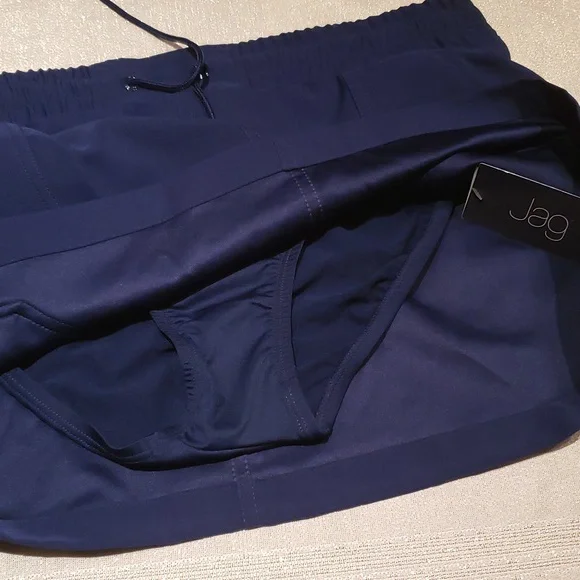 JAG New Solid Skirted Swim Boardshort with Built-in Brief NWT Navy Women's L - Picture 9 of 11
